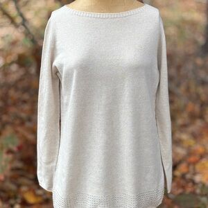 Hawico Cream Cashmere Sweater with rhinestones